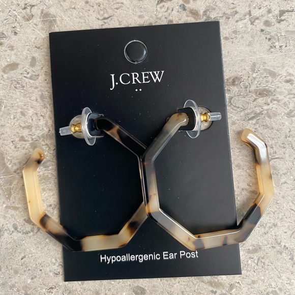J. Crew Tortoise hoop hexagon earrings. - Picture 8 of 9